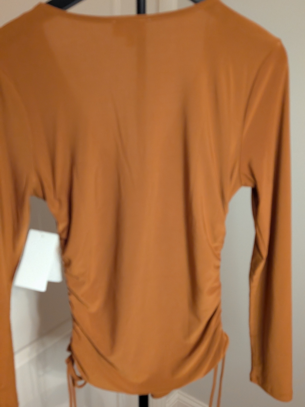meraki Rust-Brown Long Sleeve Wrap Top - Picture 4 of 5